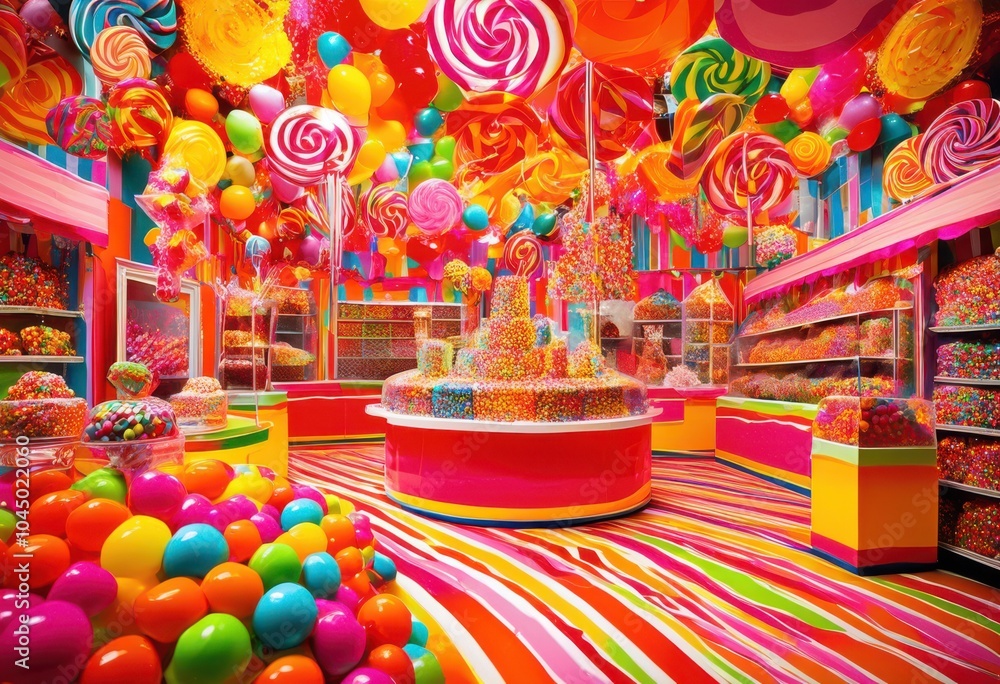 Fototapeta premium eye catching vibrant candy displays featuring colorful array textures dynamic contrasts perfect attracting attention delight, assortment, bountiful, bright