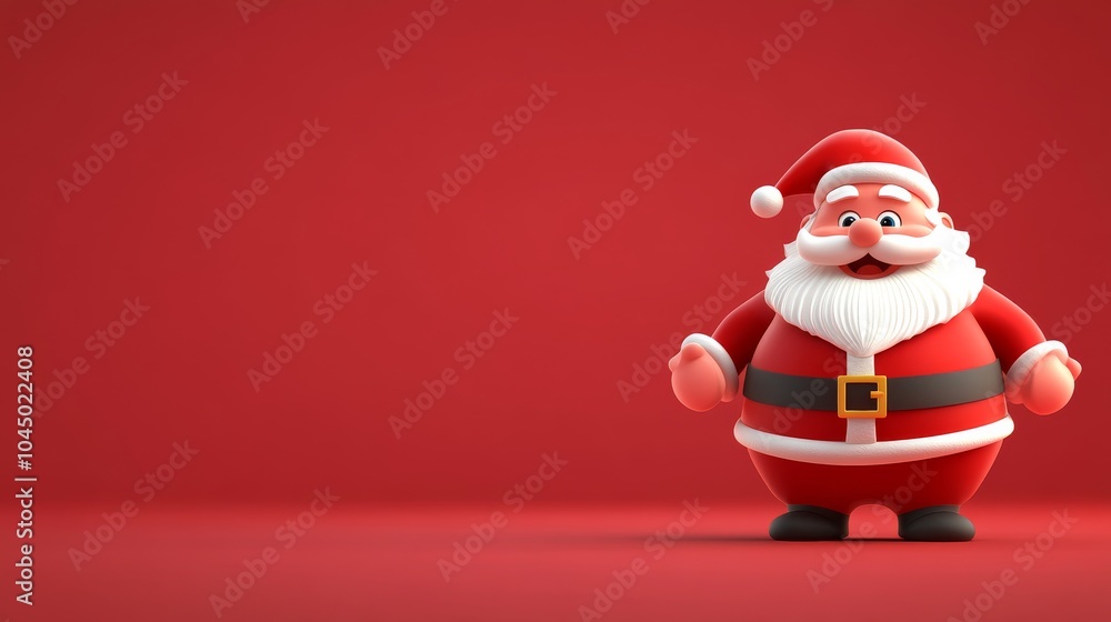 A cartoonish image of Santa Claus standing on a red background A cartoonish image of Santa Claus standing on a red background