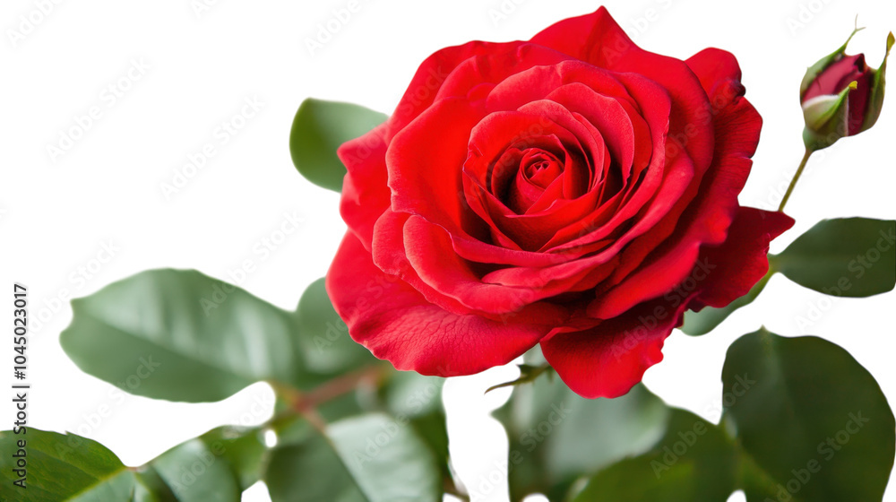 A vivid red rose blooms gracefully, showcasing its stunning petals against a soft background A vivid red rose blooms gracefully, showcasing its stunning petals against a soft background