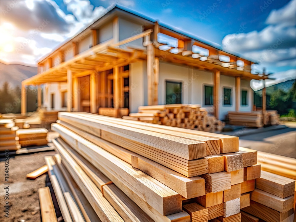 High-Quality Glued Timber Beams in Tilt-Shift Photography for Home Building Projects, Essential Construction Materials for Sustainable Homes and Innovative Architecture High-Quality Glued Timber Beams in Tilt-Shift Photography for Home Building Projects, Essential Construction Materials for Sustainable Homes and Innovative Architecture
