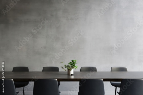 Empty concrete wall mockup of office room architecture meeting room. photo