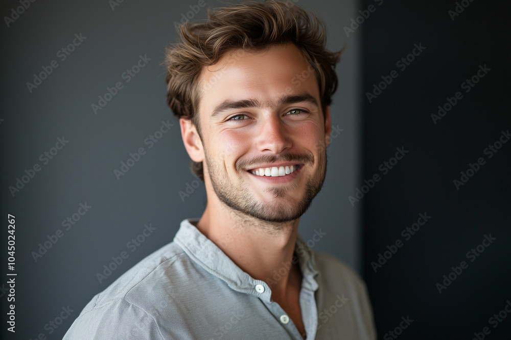 Smiling Man Portrait - Happy Young Male Model Smiling Man Portrait - Happy Young Male Model