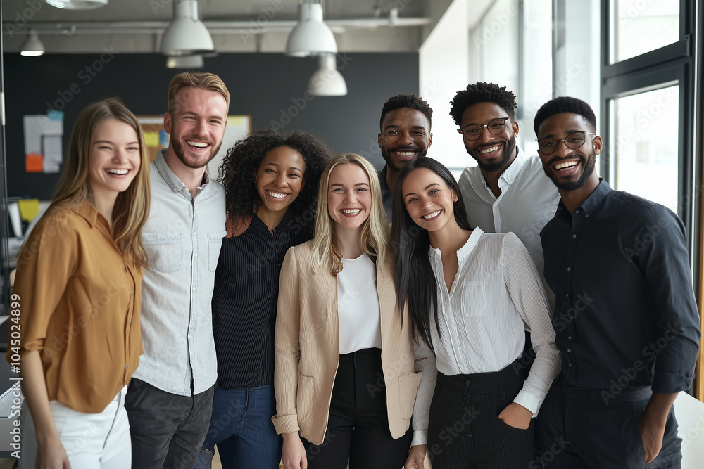 Obraz premium Diverse Business Team Smiling Together in Office