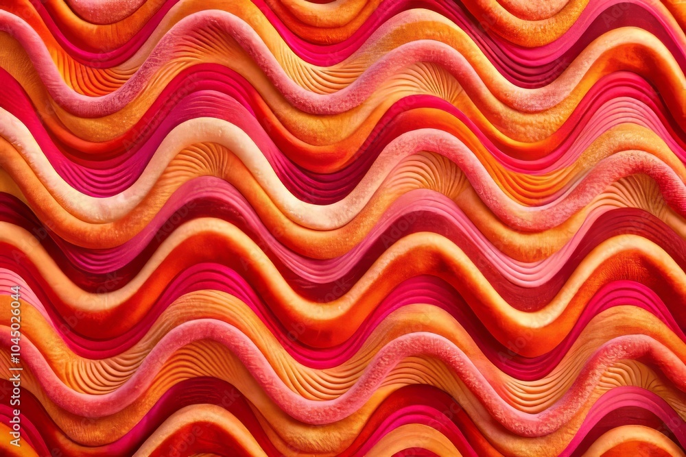 Retro Funky Waves Pattern in Pink, Orange, Red for Home Decor, Fabric and Posters - Vibrant Macro Photography of Textile Design Retro Funky Waves Pattern in Pink, Orange, Red for Home Decor, Fabric and Posters - Vibrant Macro Photography of Textile Design