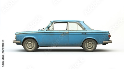 A single blue car, made in Russia, is shown against a plain white background.