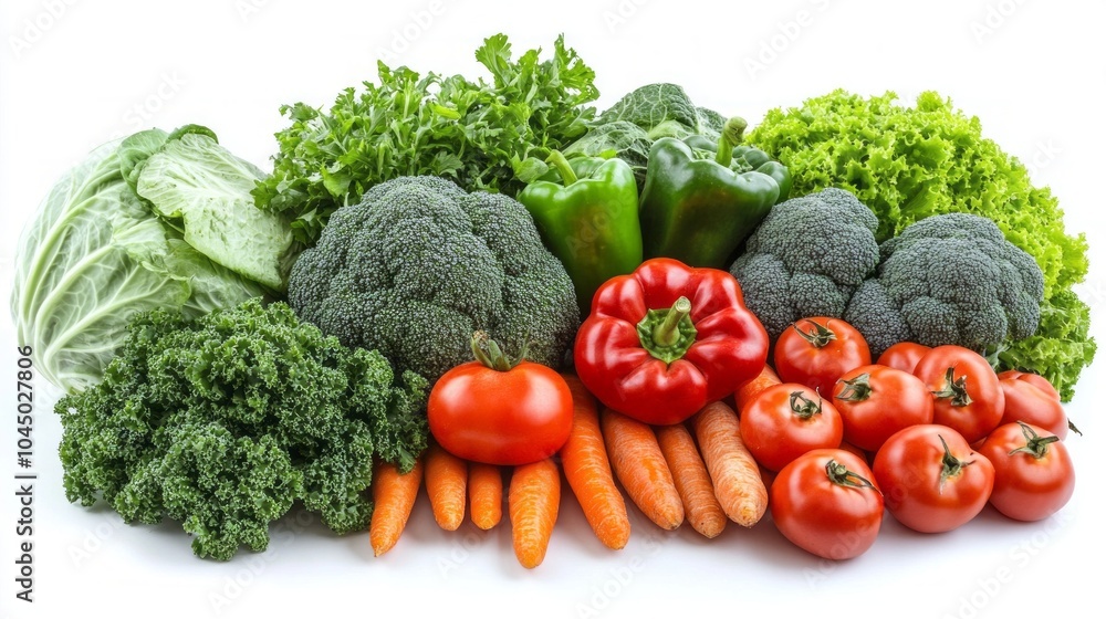 A variety of vegetables including broccoli, carrots, tomatoes