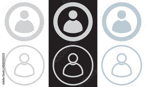 profile default avatar solid web and editable stroke icon set. user account  DP symbol for social media website, app. isolated on white and black background. Vector illustration. EPS 10