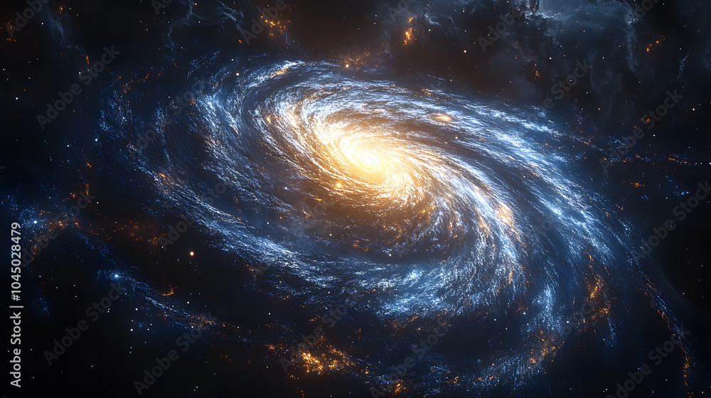 A Spiral Galaxy with a Dark Blue Hue, Bright White Center, and Light Speckles Across the Cosmic Background. A Stunning Deep-Space View Highlighting the Beauty of the Universe.
A Spiral Galaxy with a Dark Blue Hue, Bright White Center, and Light Speckles Across the Cosmic Background. A Stunning Deep-Space View Highlighting the Beauty of the Universe.