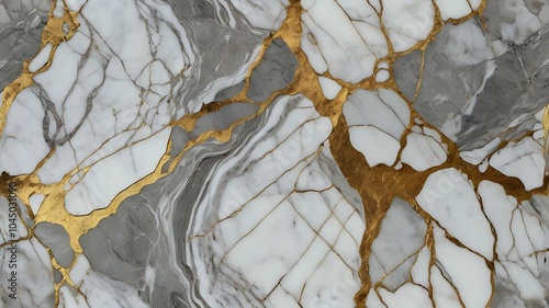 A rich elegant marbled calacata granite white stone with golden veins wallpaper background texture natural photo