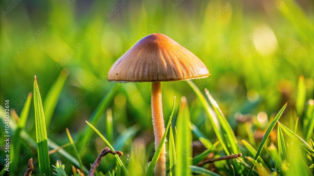 Small brown fungi mushrooms growing in grass Small brown fungi mushrooms growing in grass