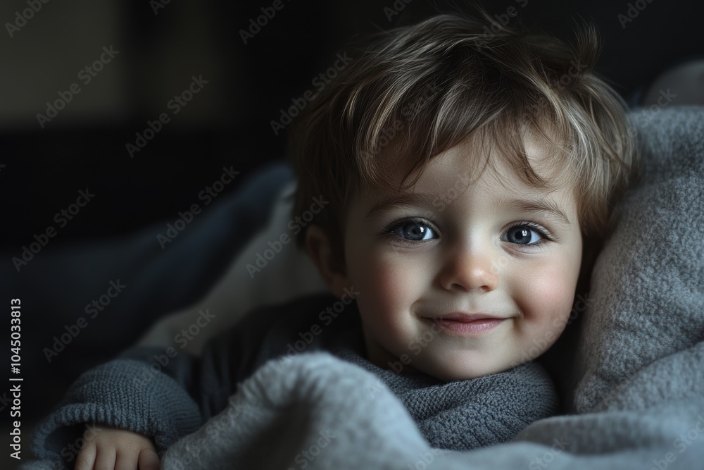 A child smiles warmly while wrapped in a soft blanket. The cozy indoor setting highlights the child’s innocence and warmth, creating a heartwarming scene. A child smiles warmly while wrapped in a soft blanket. The cozy indoor setting highlights the child’s innocence and warmth, creating a heartwarming scene.