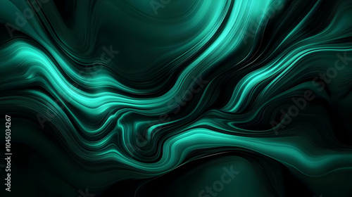 Abstract Background with Green Wavy Lines