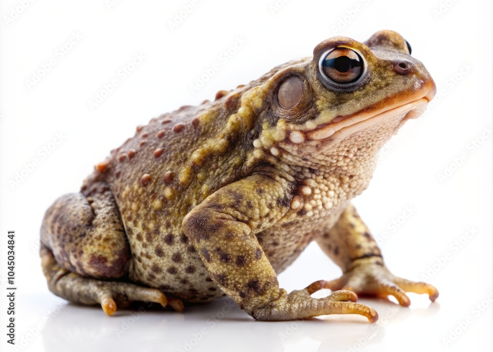 Small Common European Toad Facing Right, High Depth of Field, Oblique Side View on White Background, Nature, Wildlife, Amphibian, Animal Photography, Toad Portrait Small Common European Toad Facing Right, High Depth of Field, Oblique Side View on White Background, Nature, Wildlife, Amphibian, Animal Photography, Toad Portrait