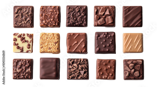 An array of gourmet chocolates displayed enticingly on a white background in a delightful assortment photo