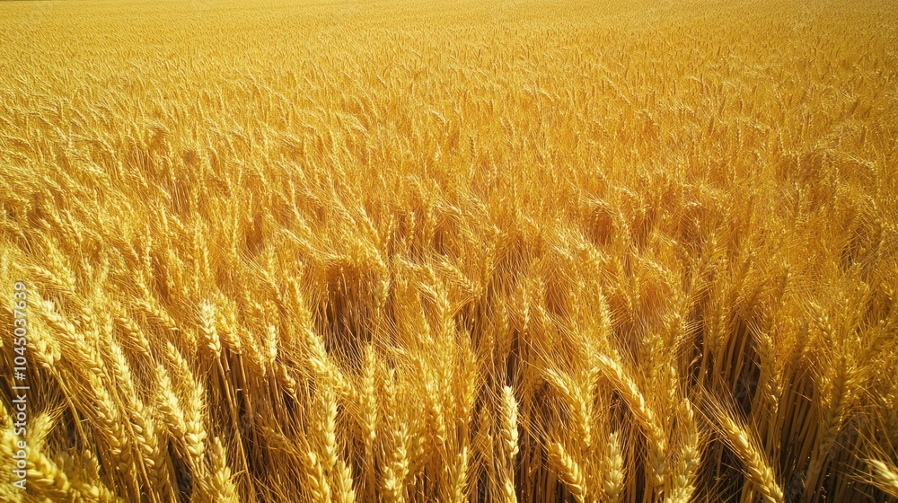 A vast field of golden wheat swaying gently in the breeze under a clear sky. A vast field of golden wheat swaying gently in the breeze under a clear sky.
