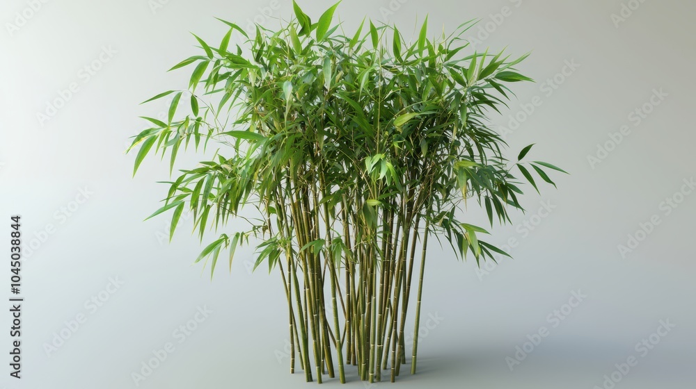 Naklejka premium Detailed 3D Rendering of Lush Bamboo Plant