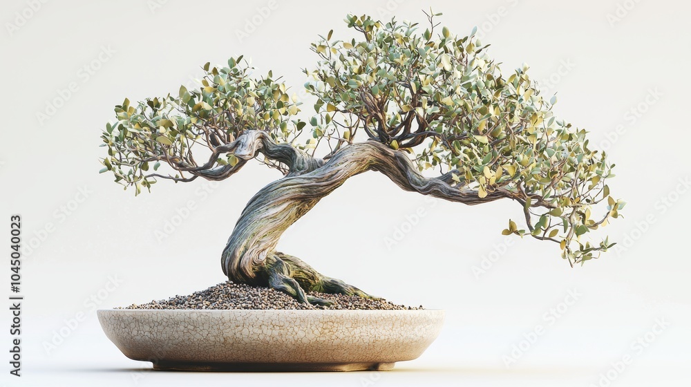 Fototapeta premium Realistic 3D Render of Bonsai Tree in Pot
