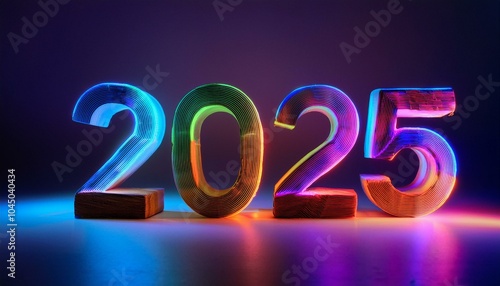 New Year 2025 and past year 2025 on a Black background