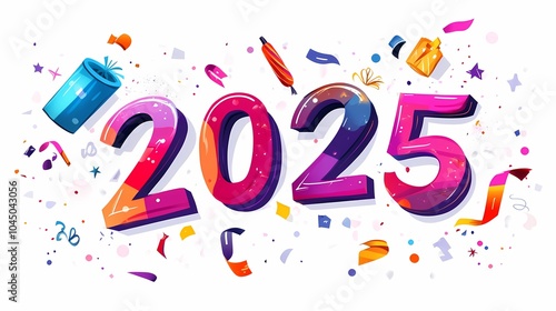 New Year illustration theme 2025 poster background 