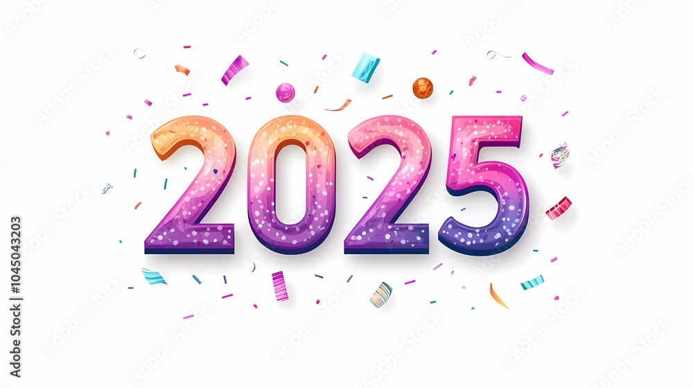 Fototapeta premium New Year illustration theme 2025 poster background 