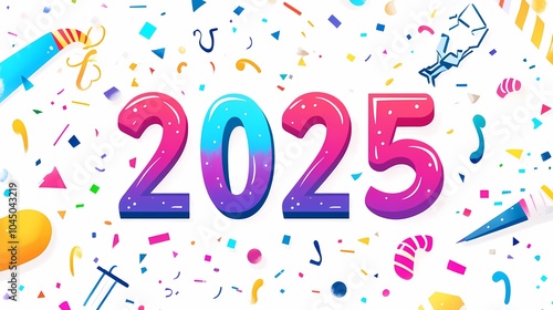 New Year illustration theme 2025 poster background 