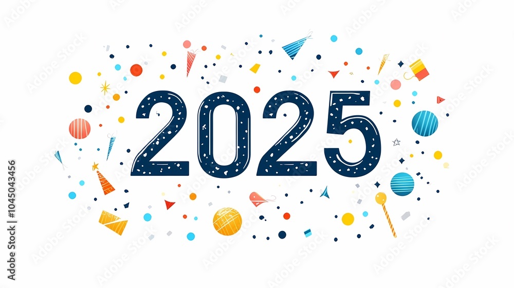 Fototapeta premium New Year illustration theme 2025 poster background 