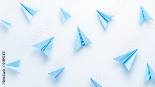 Blue Paper Airplanes on a Light Background