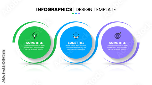 Infographic template. 3 connected circles with icons