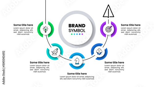 Infographic template. Circle line with 5 steps