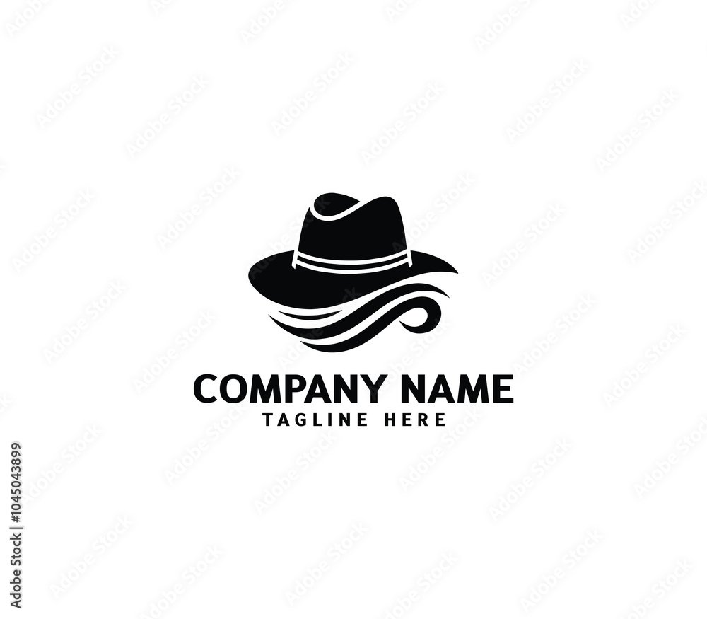 Vector cowboy leather hat logo design. Modern hat logo design. Hat silhouette logo template Vector cowboy leather hat logo design. Modern hat logo design. Hat silhouette logo template
