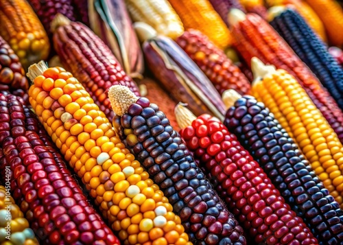 Vibrant Corn Cobs in a Spectrum of Colors - Colorful Corn Portraits for Harvest and Agriculture Themes