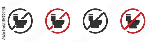 No toilet sign isolated on white background . No toilet bowl icon. Toilet bowl prohibited sign