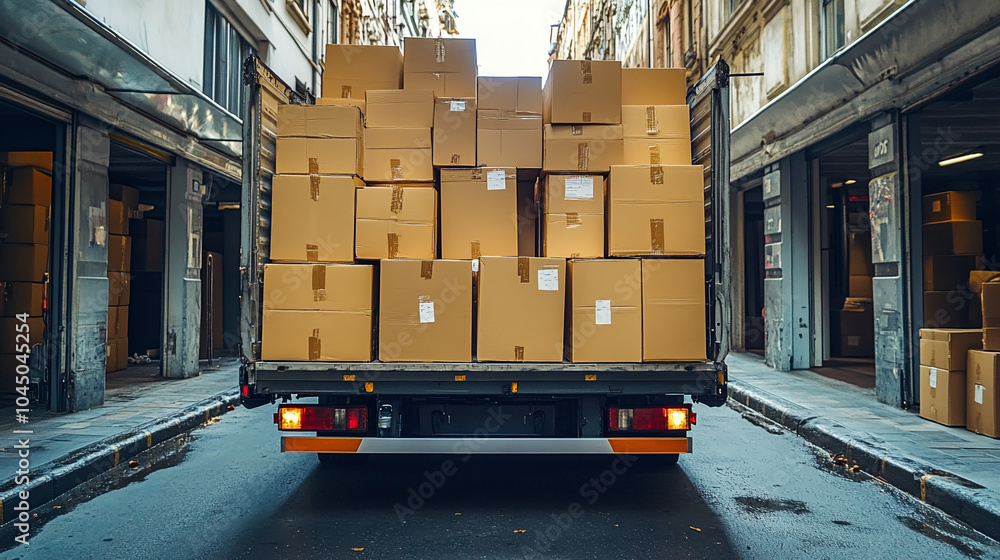 Naklejka premium truck with boxes