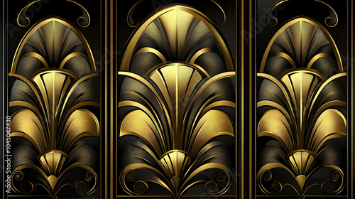 Art Deco Golden Pattern Ill...