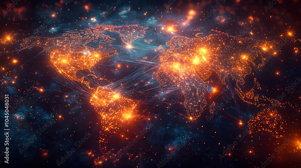 Ethereal Glowing Map of Interwoven Connections Ethereal Glowing Map of Interwoven Connections