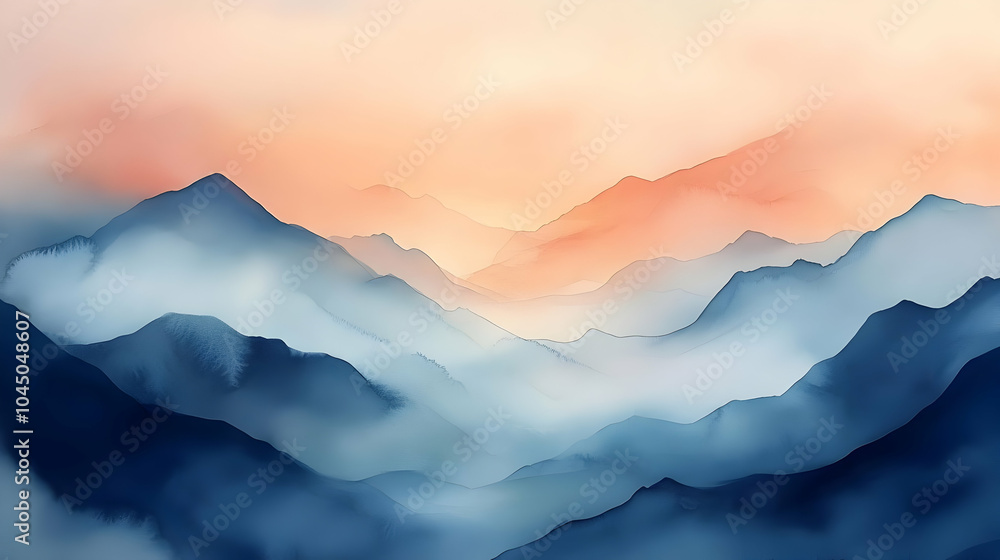 Watercolor Mountain Landscape Painting Watercolor Mountain Landscape Painting