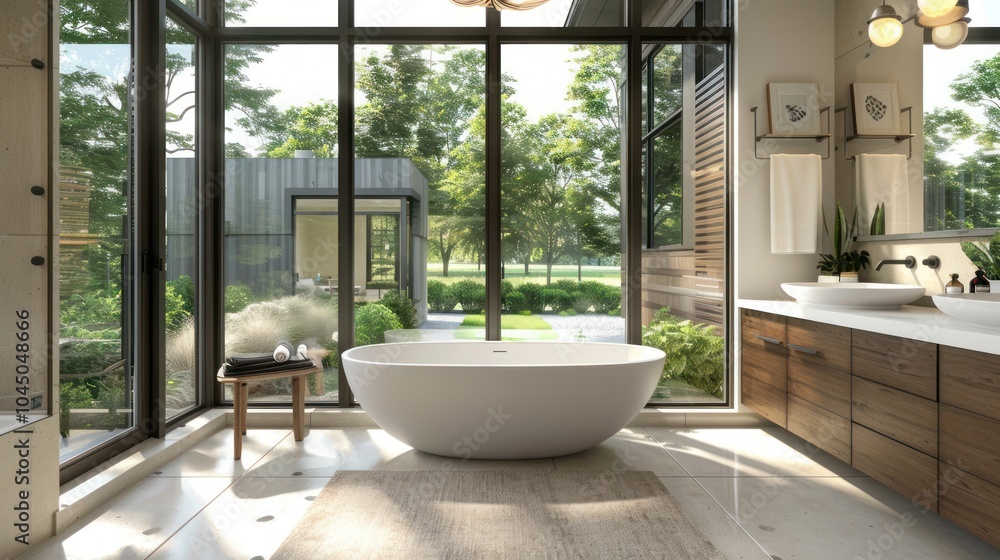 Fototapeta premium Modern Bathroom with a View