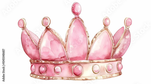 Pink Watercolor Crown Illus...