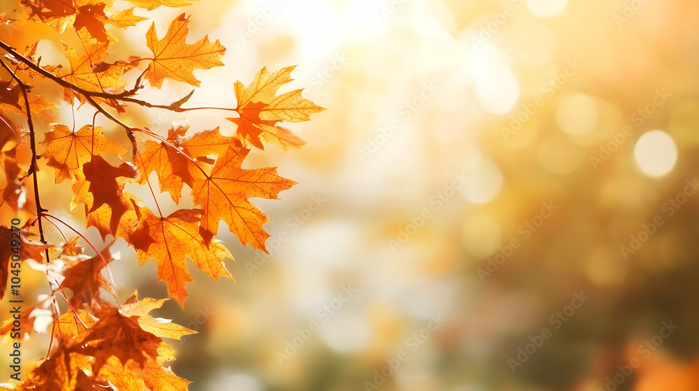 Autumn Leaves Background with Sunbeams Autumn Leaves Background with Sunbeams