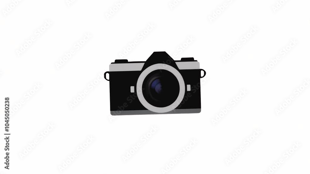 4k icon of black camera isolated on white screen 4k icon of black camera isolated on white screen