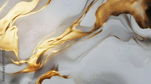 Abstract Gold and White Swirls Illustration