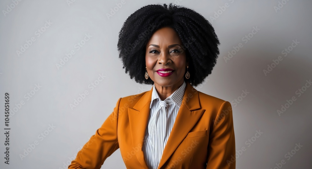 Obraz premium african mature woman office formal bright background wearing fashion portrait