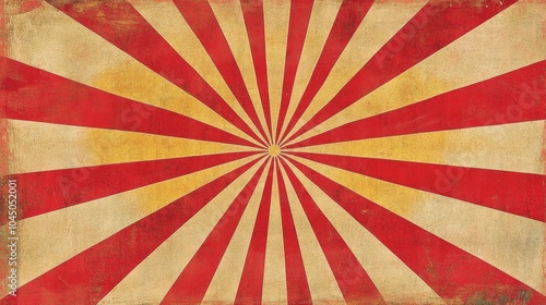 Vintage Sunburst Background with Stripes in Red and Yellow