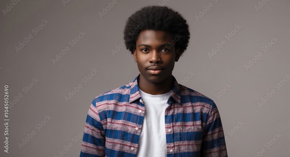 Obraz premium african young man nerd casual bright background wearing fashion portrait