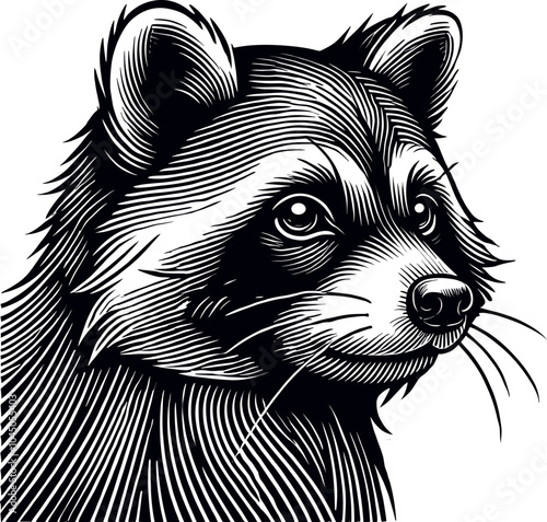 Raccoon Head vector black silhouette design for T-Shirt