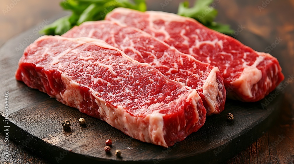 Raw Beef Steaks on a Cutting Board Raw Beef Steaks on a Cutting Board