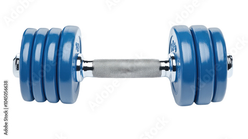 A versatile blue dumbbell resting on a surface, ready for a strength training workout session