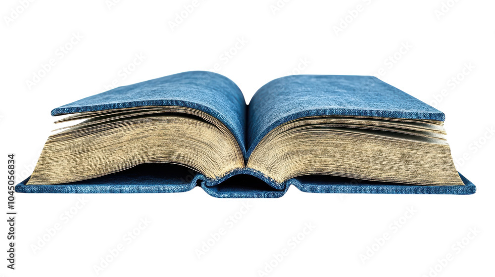 Obraz premium An open book showing intricate pages and a textured cover on a clean, bright surface