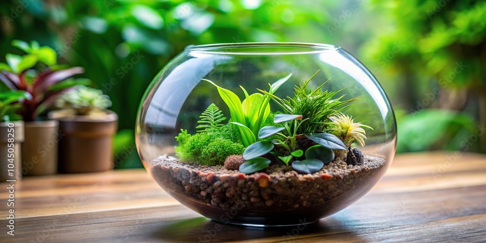 Small terrarium bowl with rainforest plant for house decoration Small terrarium bowl with rainforest plant for house decoration