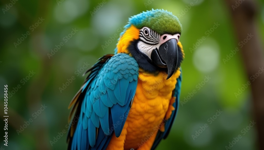 Obraz premium Vibrant parrot in tropical setting